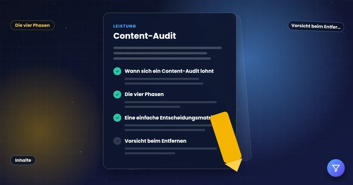 Content-Audit: Ratgeber-Dokument mit abgehakten Kapiteln