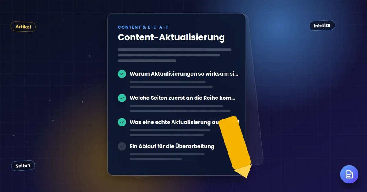 Content-Aktualisierung: Ratgeber-Dokument mit abgehakten Kapiteln