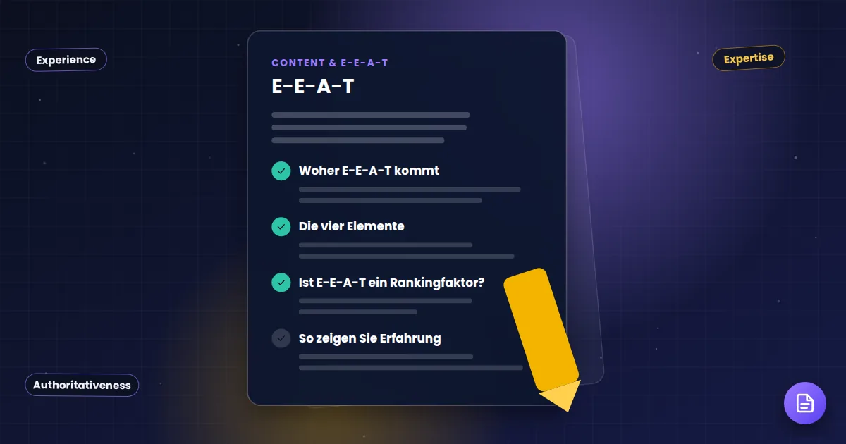 E-E-A-T: Ratgeber-Dokument mit abgehakten Kapiteln