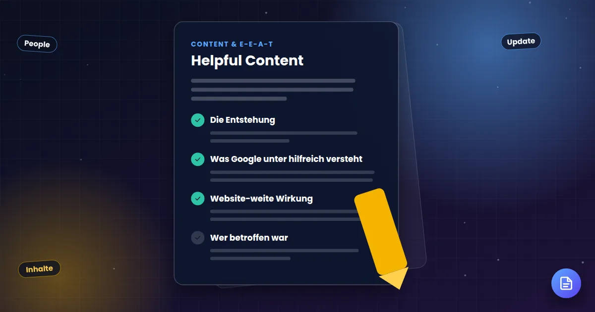 Helpful Content: Ratgeber-Dokument mit abgehakten Kapiteln