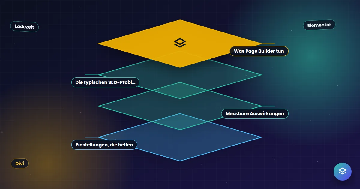 Page Builder: Übereinanderliegende Ebenen eines Website-Systems