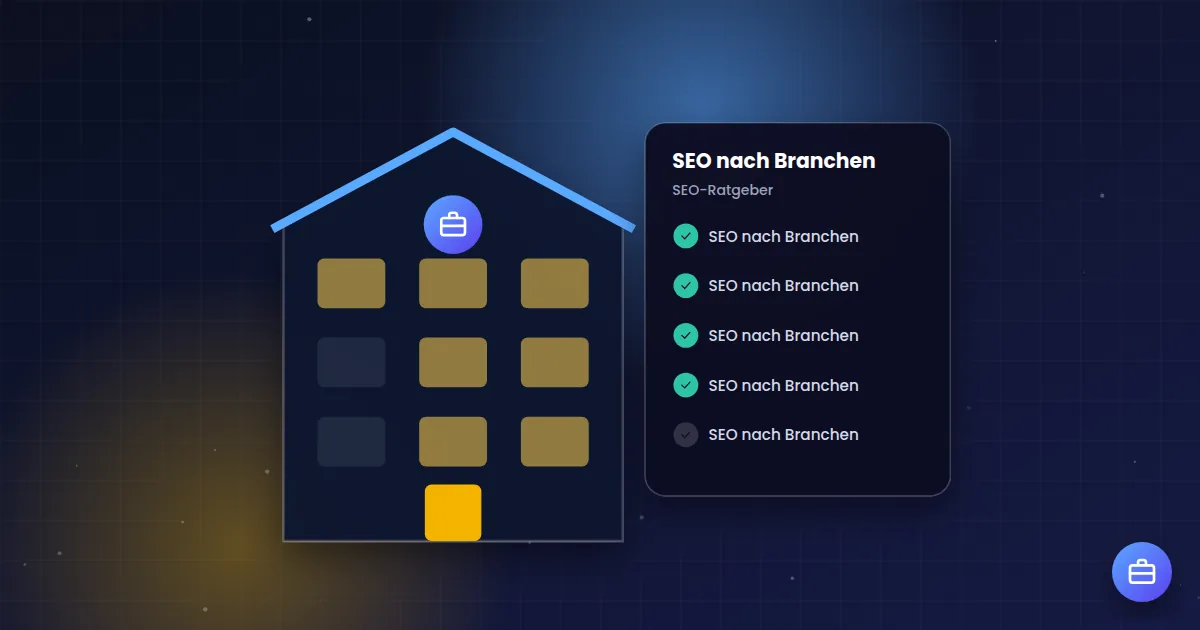 SEO nach Branchen: Geschäftsgebäude neben einer Checkliste für die Branche