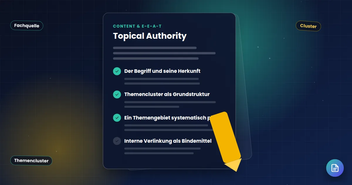 Topical Authority: Ratgeber-Dokument mit abgehakten Kapiteln