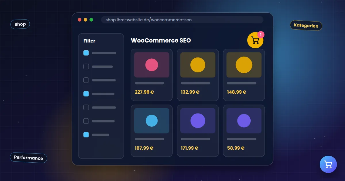 WooCommerce SEO: Onlineshop-Kategorie mit Filtern und Produktkacheln